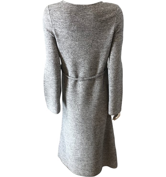 Casual Dress Grey Long Sleeve Relaxed Fit Women's Belted Midi Dress Size 8