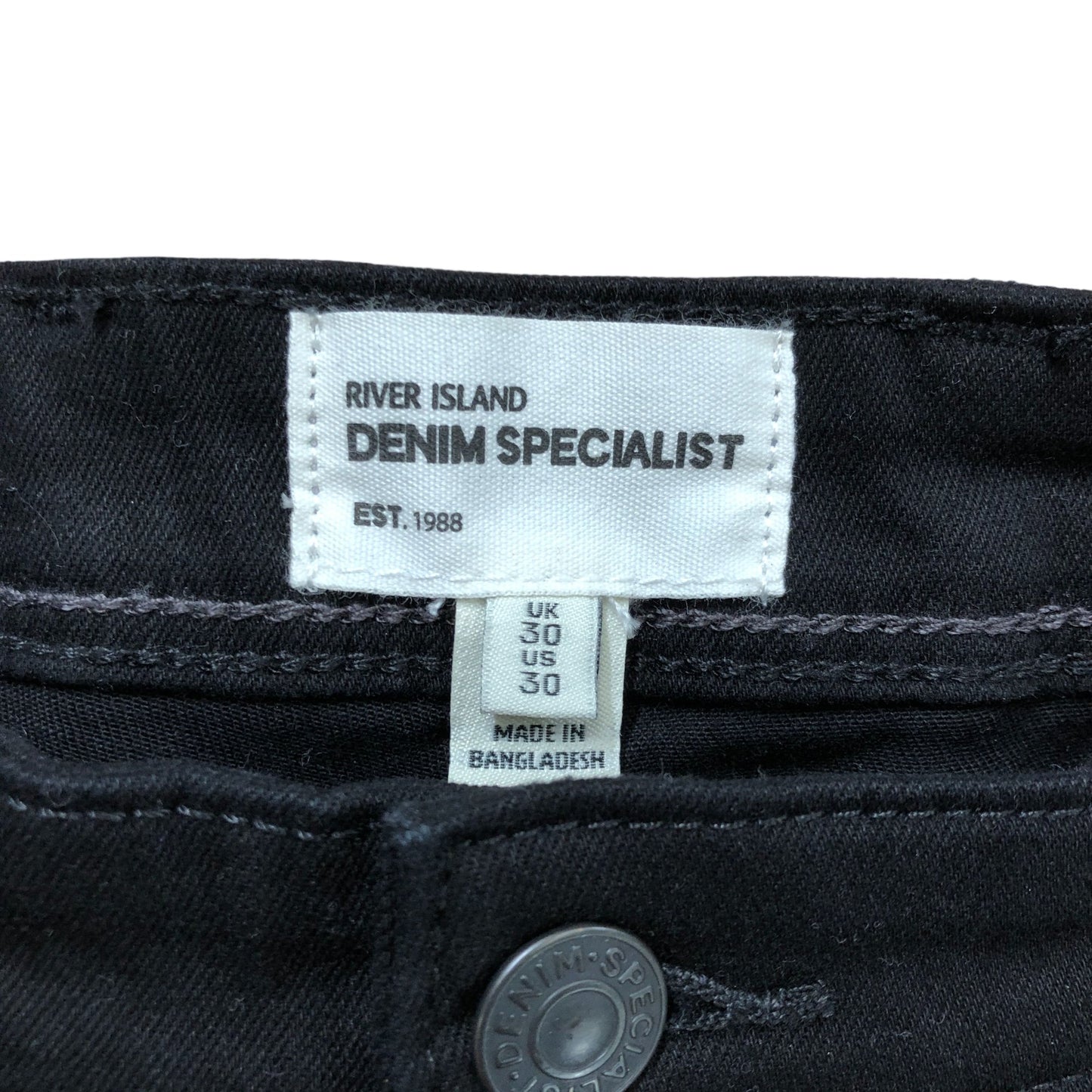 River Island Denim Specialist Skinny Shorts W30 Men's Black Cotton Summer