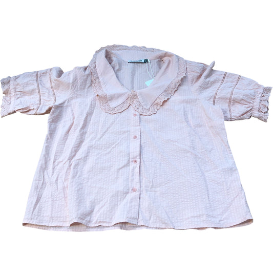 Baukje Organic Cotton Blouse/Top UK16 Women's Pink Short Sleeve Lace Collar