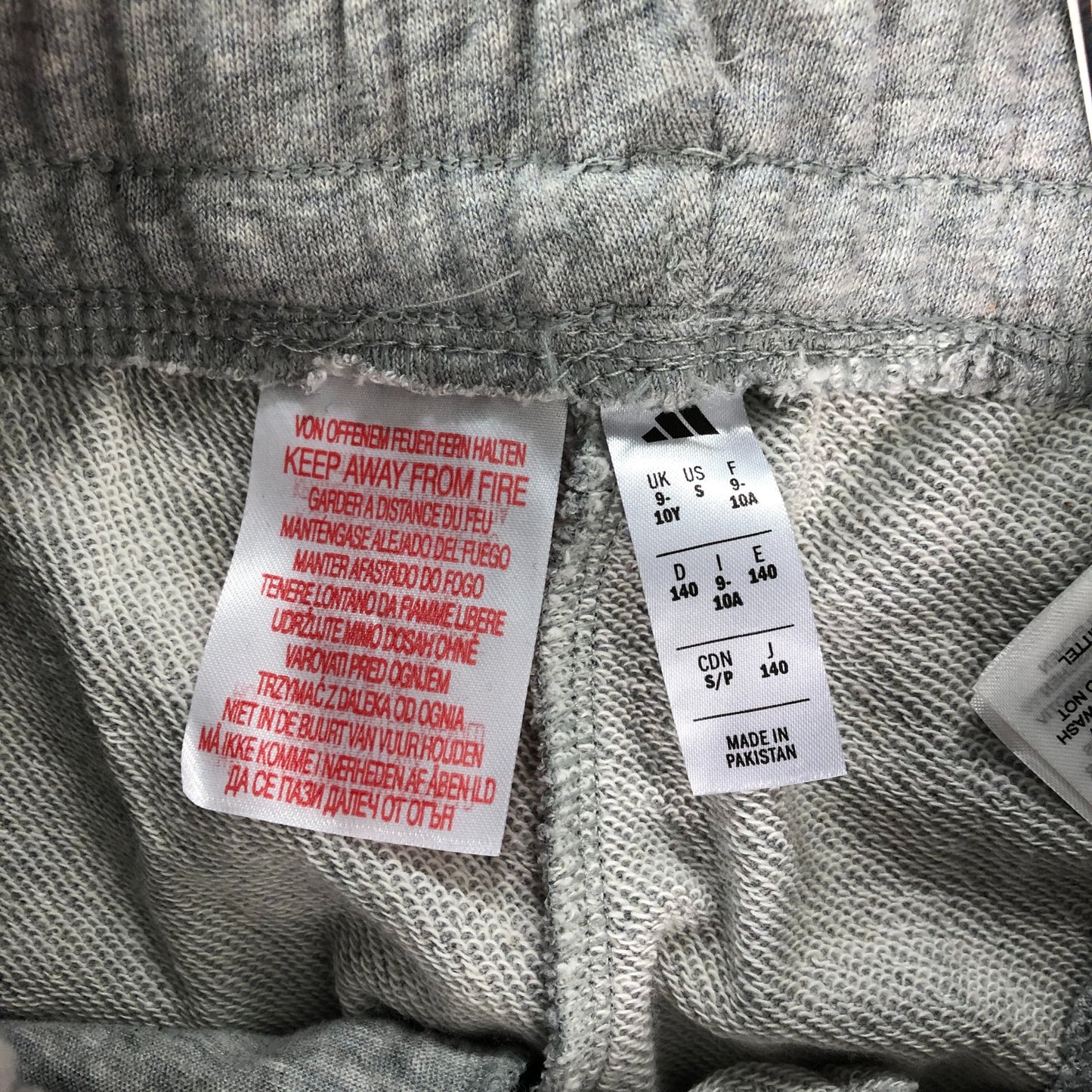 Adidas Boys Grey Activewear Trousers Size 9-10 Years Elasticated Waist