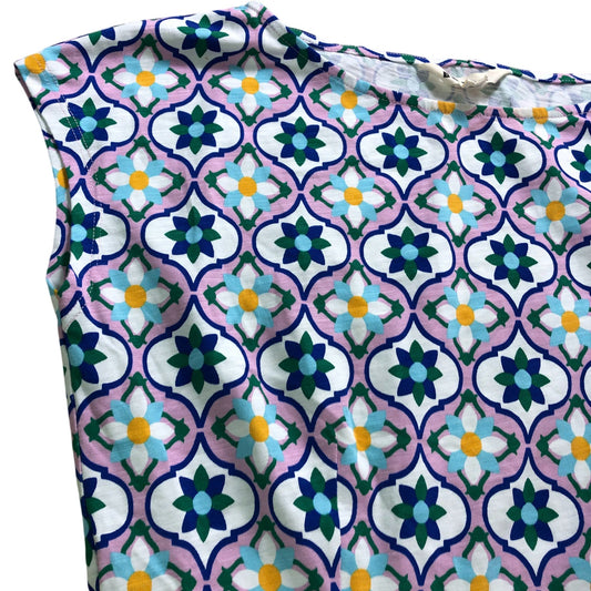 Multicoloured Floweret Tile Jersey Tailored Dress - Size 12