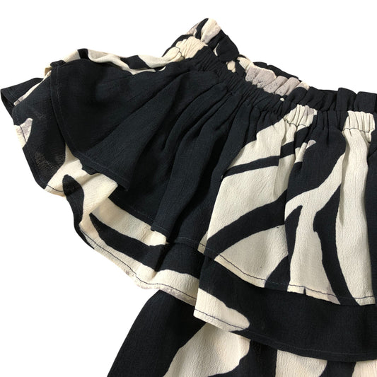 Branded Black Floral Bardot Top - Size 8