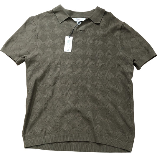 River Island Men's Green Polo Shirt Size M Comfortable Cotton Knitted