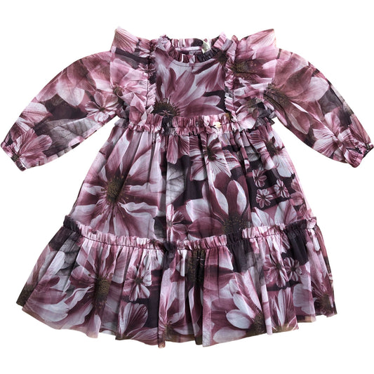 Branded Floral Dress 9-12M Baby Girls Long Sleeve Pink Flowy