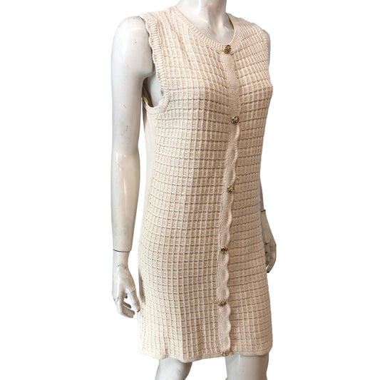 River Island cream Knitted Dress UK16-18 Women's Summer Fit Sleeveless Fashion