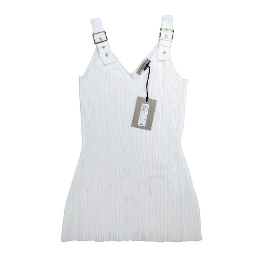 River Island White Ribbed Strappy Tank Top XS Women's Elegant Casual Style
