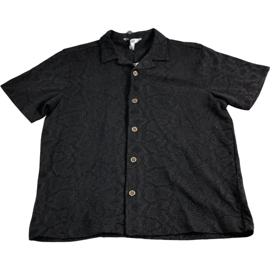 River Island Snakeskin Print Short Sleeve Shirt Size L Men's Black Casual Top