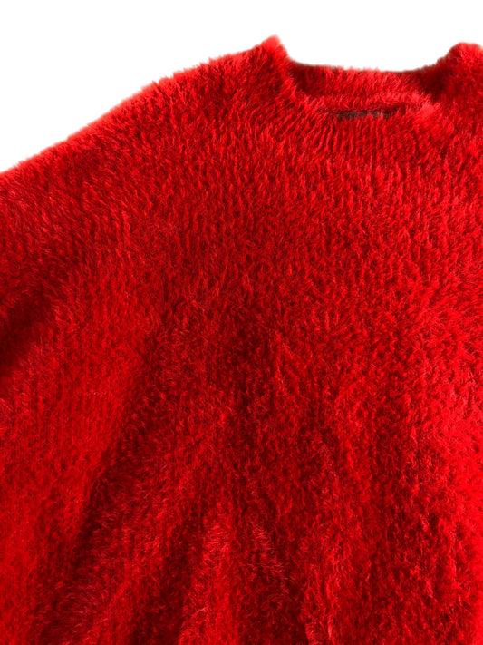 River Island Women's Knitted Jumper UK M Red Fluffy Texture Casual Sweater
