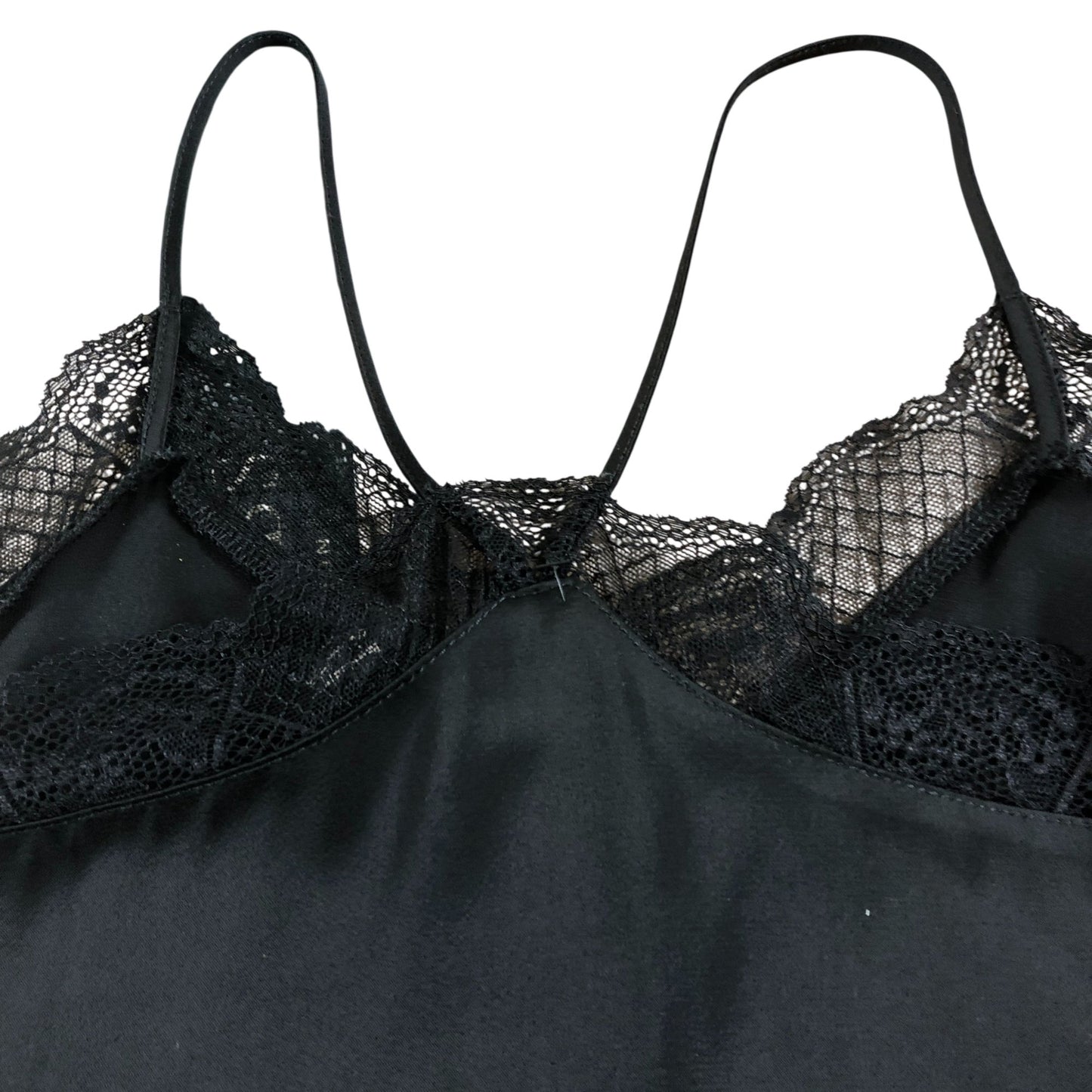 River Island Black Lace Trim Camisole Top UK8 Women's V Neck