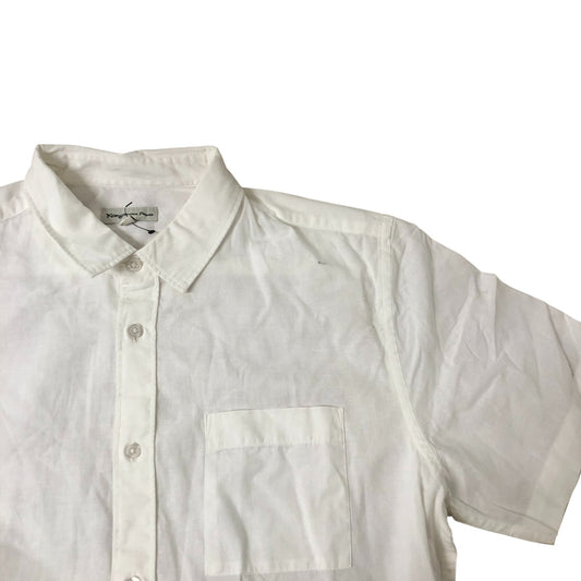 Kangaroo Poo Men's Short Sleeve Button Up Shirt Cream Size M
