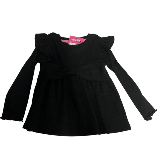 River Island Dress UK Size 2-3 Years Girls Long Sleeve Black Bow Detail