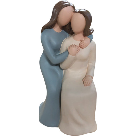 Mothers Day Gift Elegant Resin Figurine Embracing Love Sculpture Gray White
