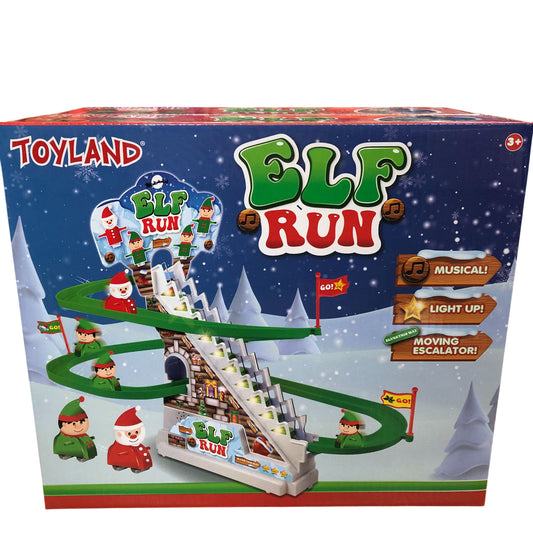 Toyland Elf Run Musical Toy Playset Light Up Moving Escalator Christmas Fun
