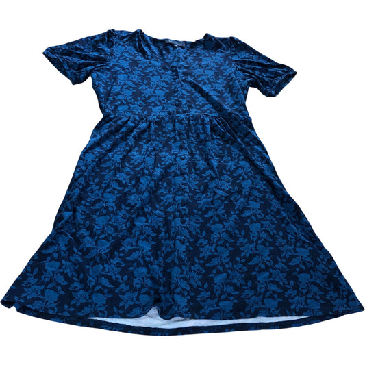 Crew Clothing Company Floral Dress UK12 Women's Short Sleeve Navy Blue