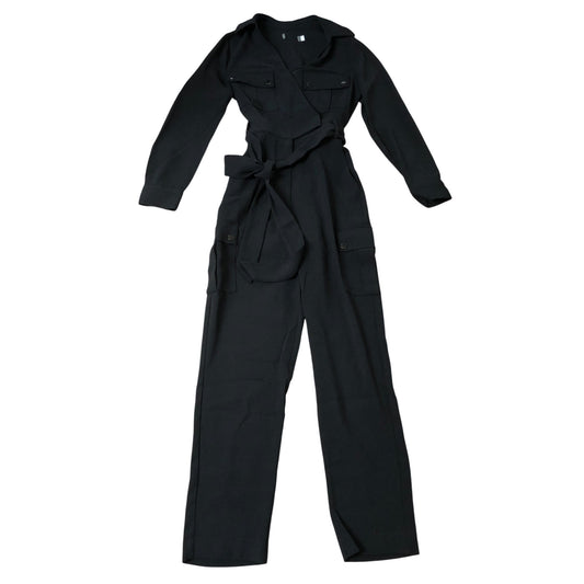 Black Women's Jumpsuit UK6 Stylish Long Sleeves Belted Casual Outfit