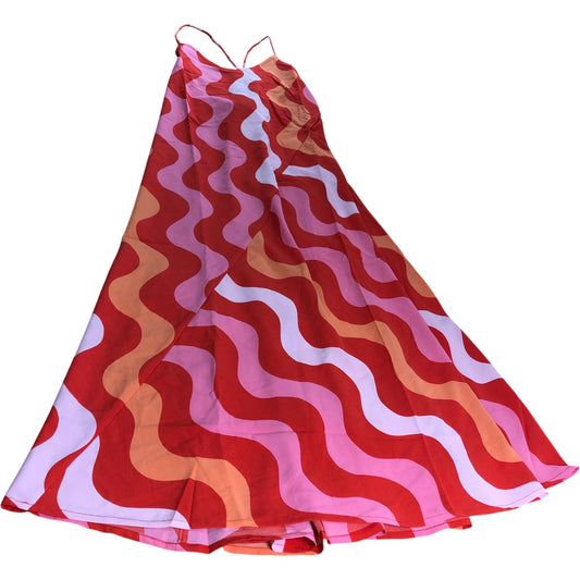 River Island Red Geometric Slip Maxi Dress - Size 10