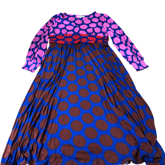 Long Sleeve Dress Women's Multicolour Pattern Midi Dress Viscose UK18