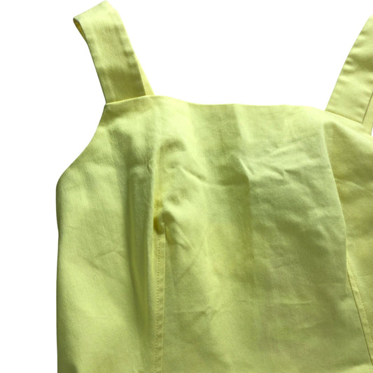 Yellow Fit And Flare Dress UK10 Women's Summer Sleeveless Cotton Blend