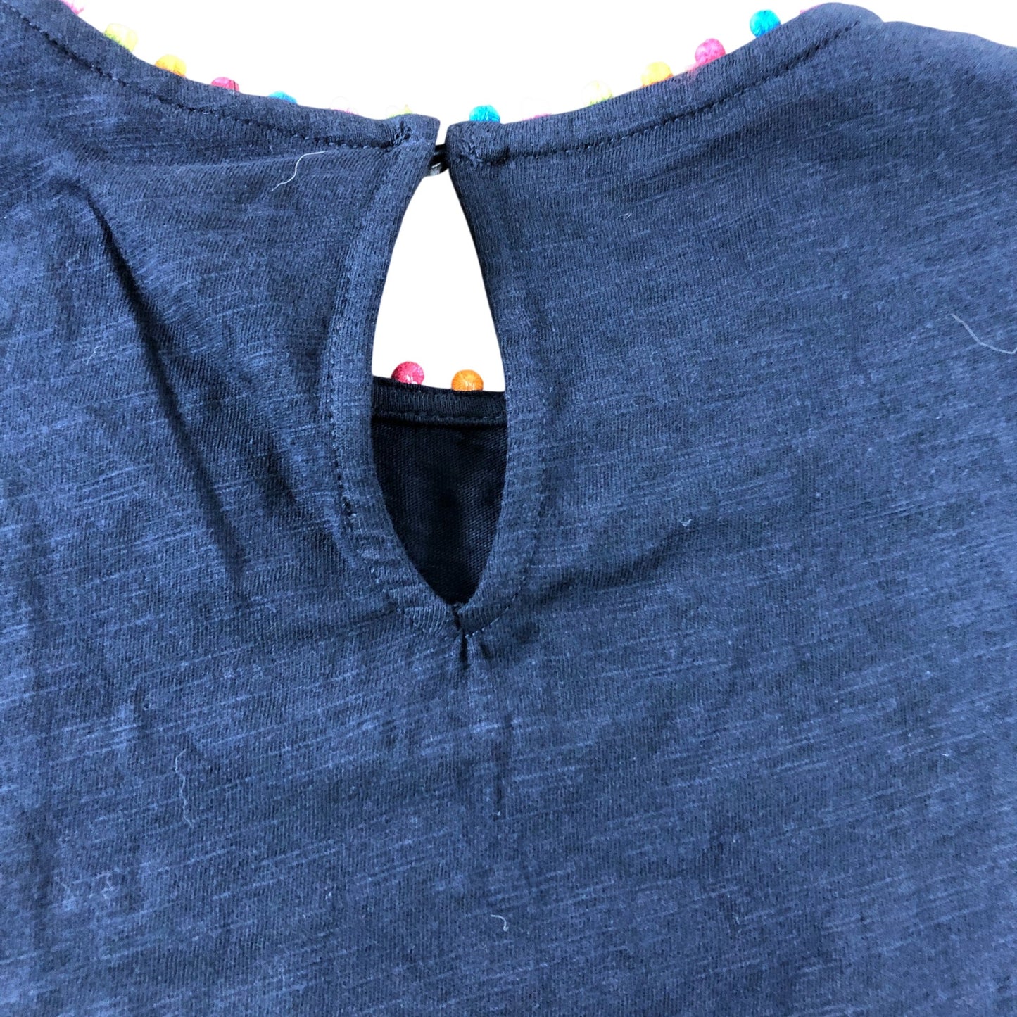 Boden Navy Pom Pom Trim T-Shirt - Size 6