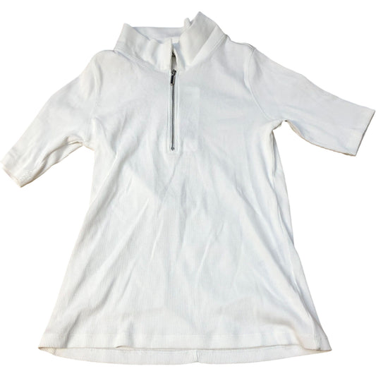 Baukjen Zip Neck Top UK6 Women's Short Sleeve Organic Cotton White Blouse