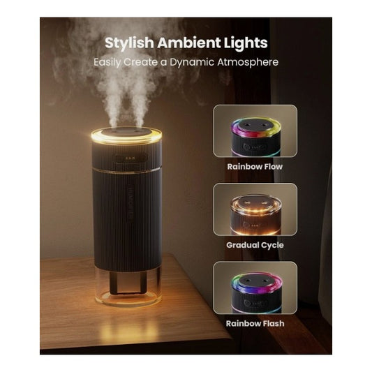 WSKEN Portable Humidifier H04 Compact 350ml Double Spray Cool Mist Black