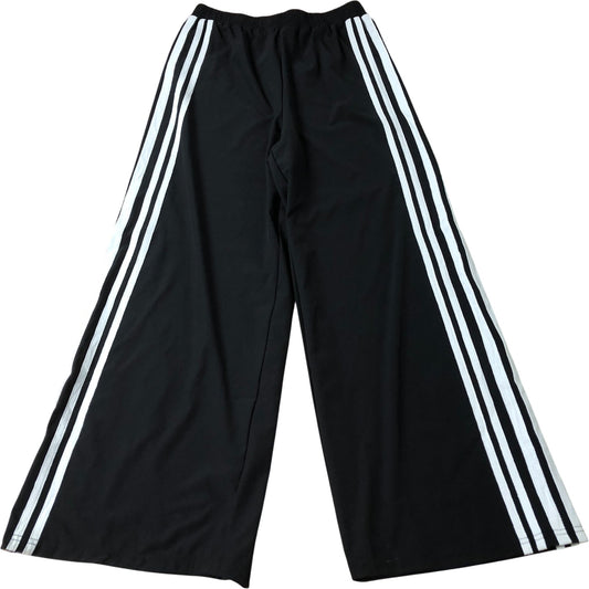 Kid's Black Wide Leg Tracksuit Bottoms with Stripes 14-15 Years