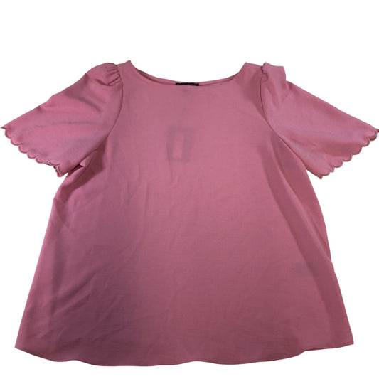 River Island Pink Scalloped Sleeve Top UK8 Women's Casual Blouse Polyester