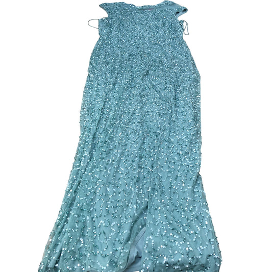 Vivienne Evening Dress Size UK18 Women's Sequin Detail Long Aqua Blue Gown