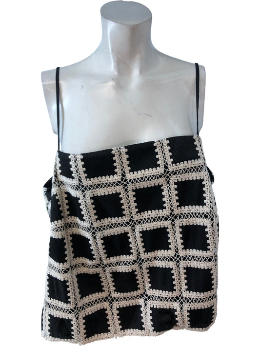 Rivers Island Studio Top UK18 Women's Black Crocheted Square Pattern Sleeveless