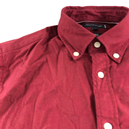 Tommy Hilfiger Flex Regular Fit Shirt XS Men's Burgundy Button Down Flannel
