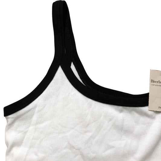 River Island Relaxed Camisole Top Size L Women's White With Black Trim