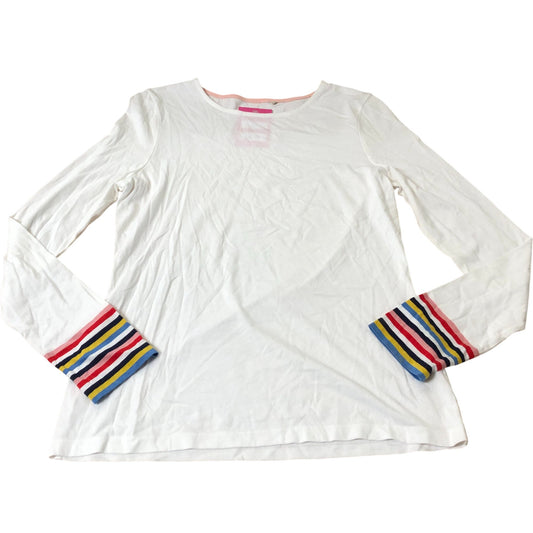 White Stripe Cuff Long Sleeve Top - Size 10