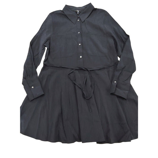 River Island Black Shirt Dress UK16 Women's Long Sleeve Collar Dress