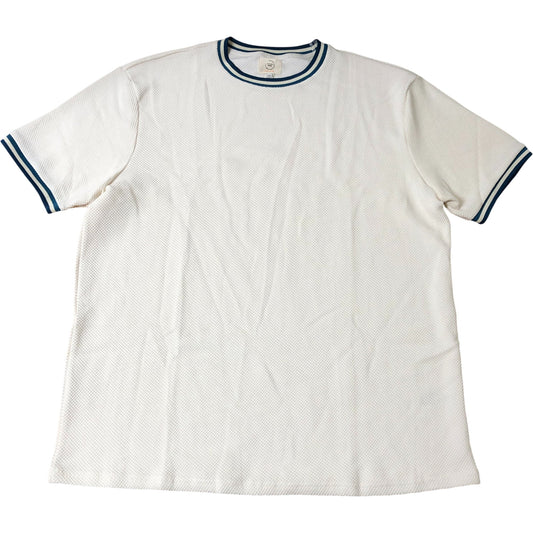 River Island 4XL Mens White Short Sleeve T-Shirt Modern Fit Blue Trim