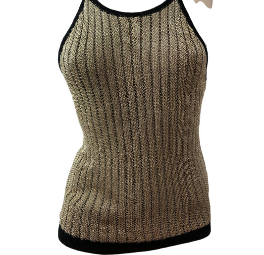 River Island Studios Knitted Tank Top Women's Gold Black Size M New With Tags
