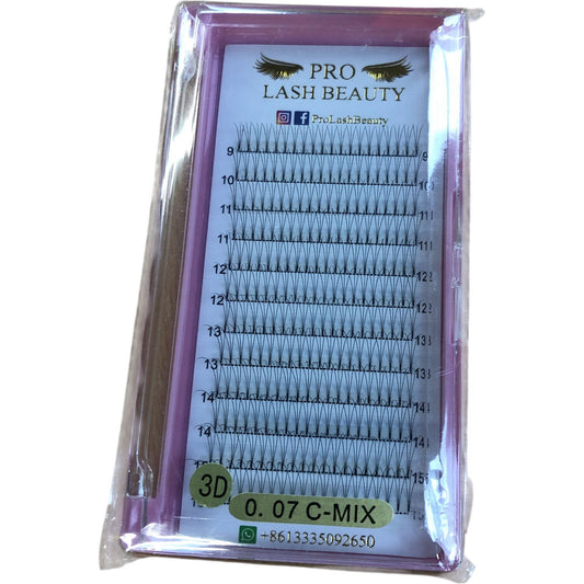 Pro Lash Beauty 3D 0.07 C-Mix Eyelash Extensions Individual Lashes Mix Lengths