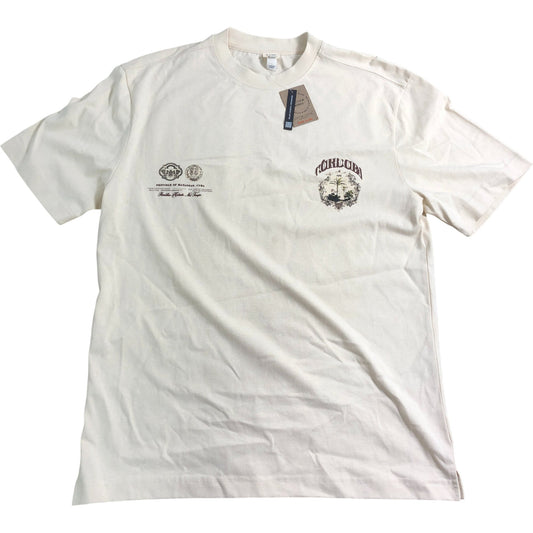 River Island In Other Words T-Shirt M Mens Cream Graphic Logo Design