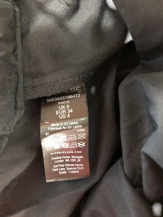 River Island Black Cropped Top UK8 Women's Stylish V Neck Long Sleeve Shirt