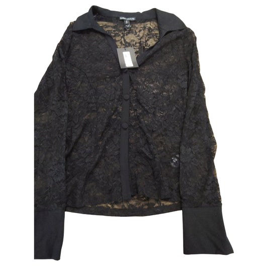 River Island Women's Black Lace Cardigan Size 6 Stylish Long Sleeve Cover-Up