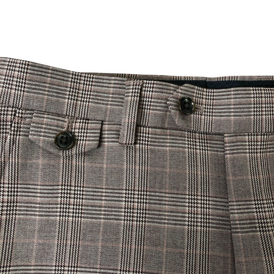 Joules Slim Fit Trousers Men's Check Pattern Formalwear Light Brown