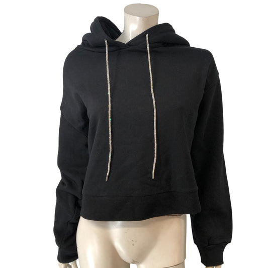 Allsaints Pippa Sparkle Hoody Large Women's Black Cropped Hoodie With Sparkly C