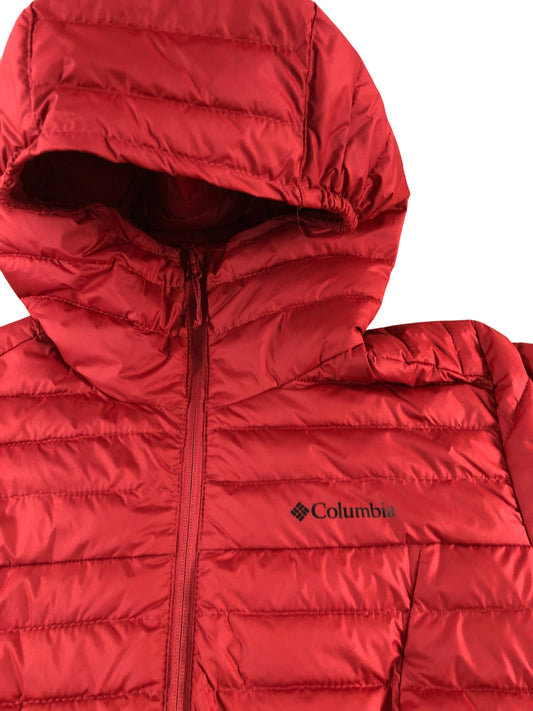 COLUMBIA Hooded Puffer Jacket Size Medium Men's Red Thermal Outerwear