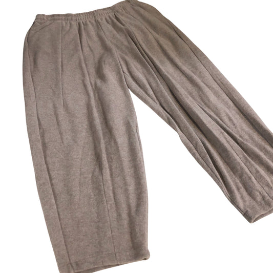 Trousers Beige Relaxed Wide Leg Fit Joggers Cotton Mix