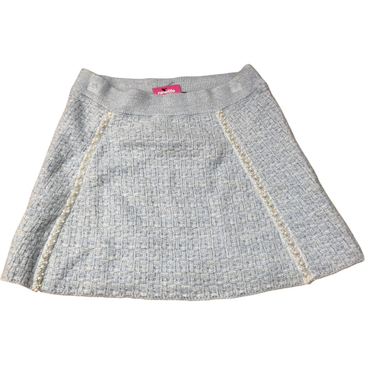 River Island A-Line Skirt UK12 Women's Textured Stretch Knit Grey With Lurex