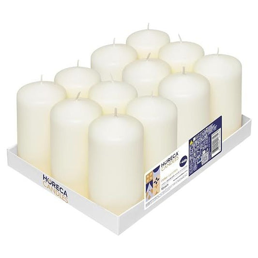 Horeca Candles Pillar Candles Ivory 60x120mm RAL Quality 12 Pack