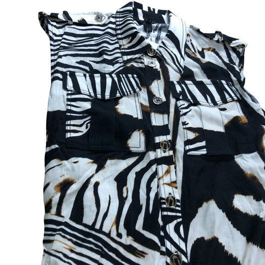 River Island Zebra Print Midi shirt Dress - Size 10