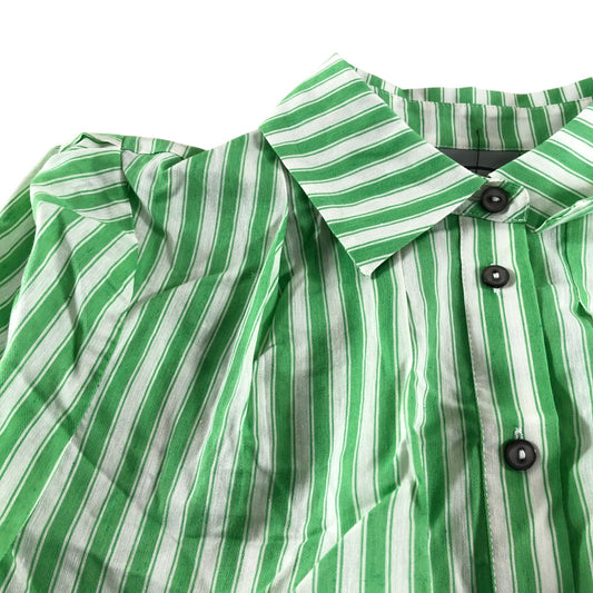 Green Stripe Button Up Shirt UK6 Women's Lightweight Casual Top