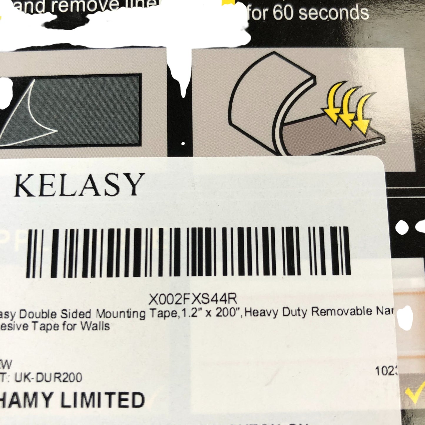 KELASY Heavy Duty Double Sided Tape 1.2" x 200" Strong Viscosity Removable