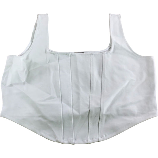 River Island White Square Neck Crop Top UK L Women's
