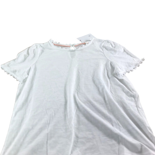 Boden White Short Sleeve T Shirt Women's 100 Cotton Keyhole Back UK10